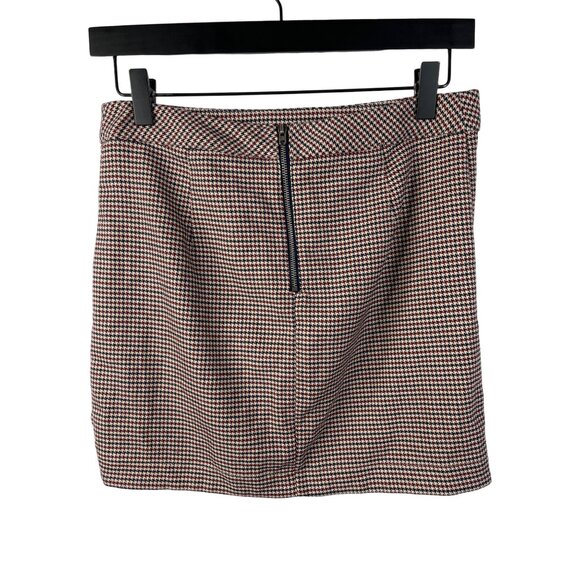 Free People Brown Plaid Houndstooth Ruched Mini Skirt Size 4 Small - Picture 7 of 12